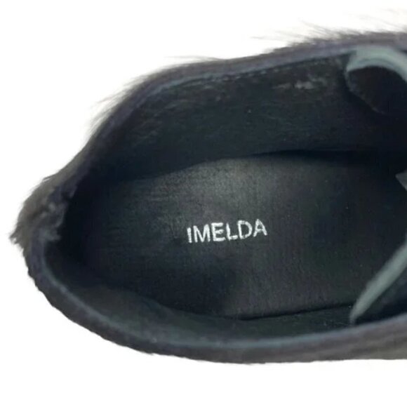 Imelda Black Calf Hair Leather Pointed Toe Platform Sneaker Shoes - Size 7.5 - Picture 7 of 7